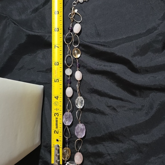 J&T STERLING 925 MULTI GEMSTONE NECKLACE AMETHYST, ROSE QUARTZ CITRINE 18in - Picture 6 of 6